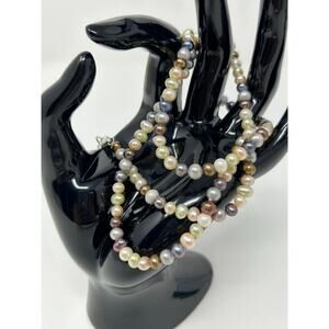 Vintage JCM Marked 925 Multicolor Pearl Necklace & Bracelet